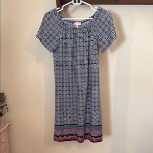 Jude Connally Blue and White Casual Midi Dress Small